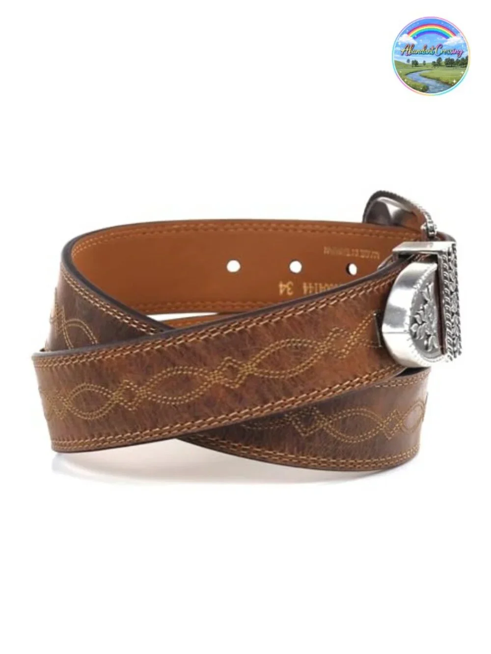 Women's Leather Tapered Belt with Removable Antiqued Silver Buckle